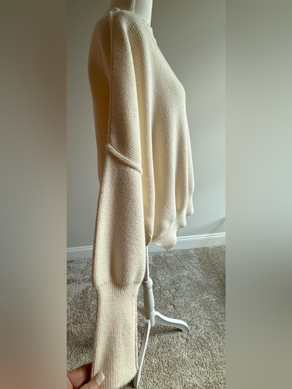 VICI Classic Cream Drop-Shoulder Oversized Women’s Sweater Fits Up To Medium